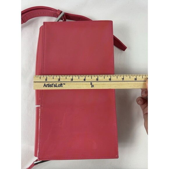 By Far Billie Patent Leather Top Handle Bag Bright Pink Pockets Toggles - Picture 8 of 14